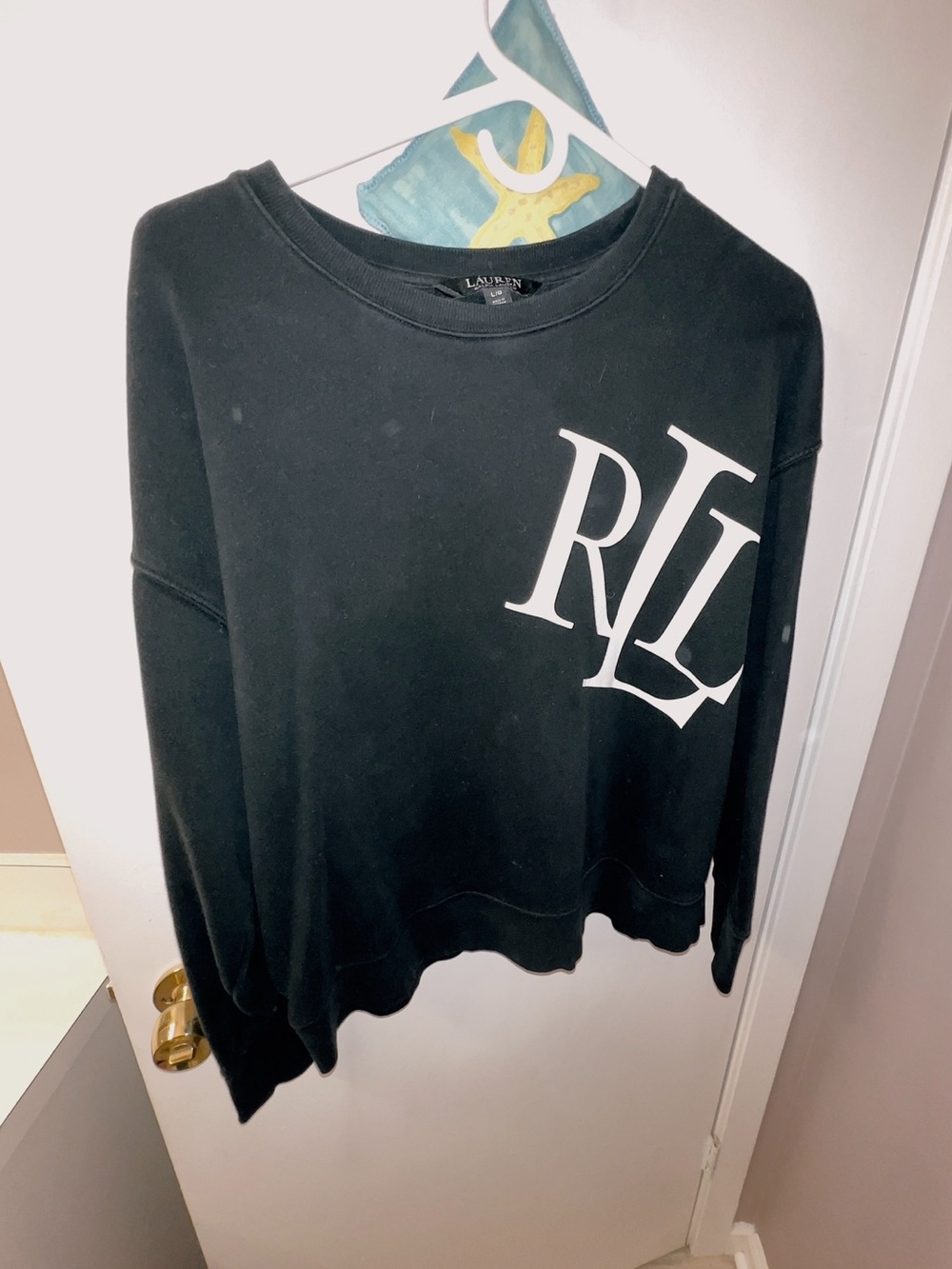 Lauren Ralph Lauren Black RL Logo Crewneck Sweater